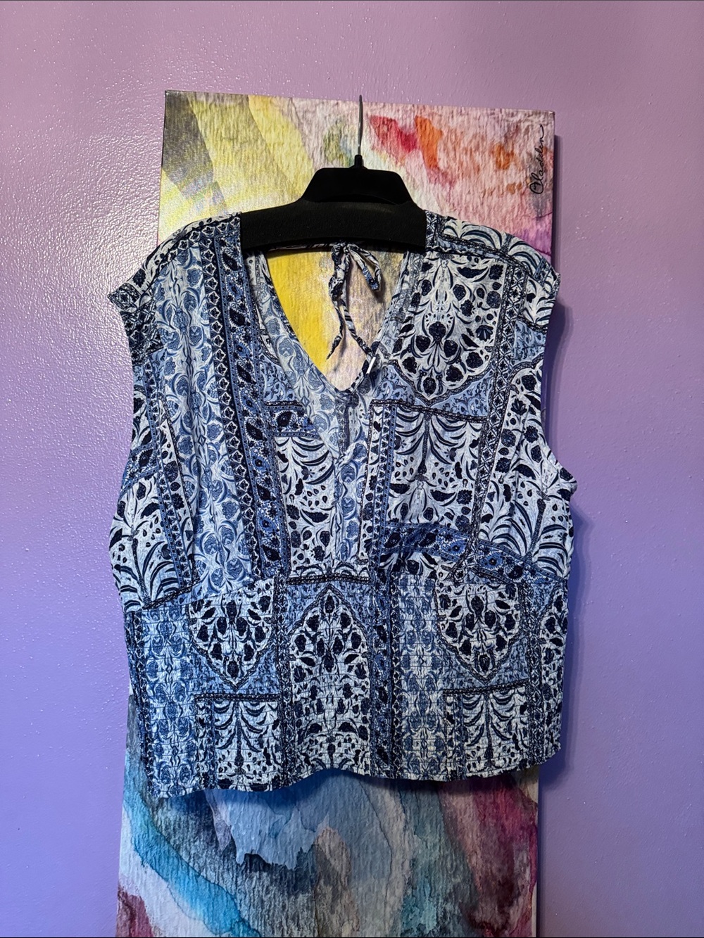 Old Navy Blue Printed Tie-Back Sleeveless Camisole